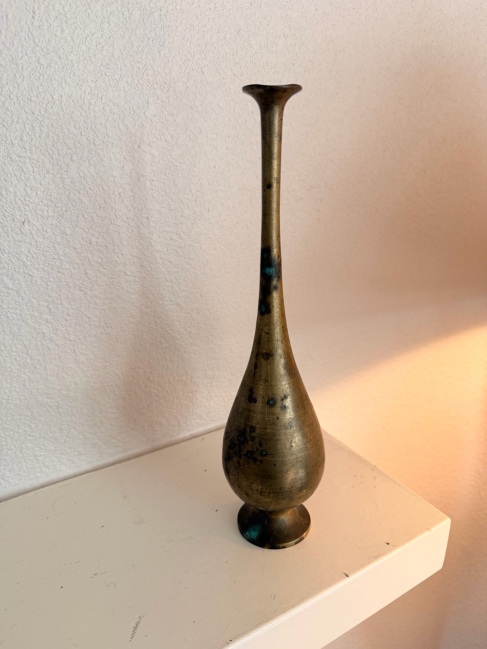 Vintage Brass Bud Vase Tall Slim Mid Century Modern Decor